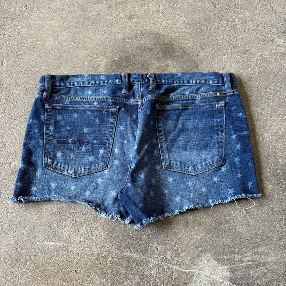 Lucky Brand Low Rise Cut Off Denim Jean Shorts Womens 31 Blue Dark Stars Riley - Picture 4 of 8